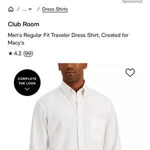 Club Room White Dress Shirt for Men